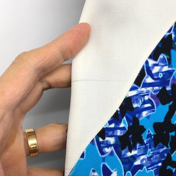 Peter Pilotto Blue Multicolor Patterned Sleeveless V-Neck Sheath Dress size 2 - Picture 12 of 16